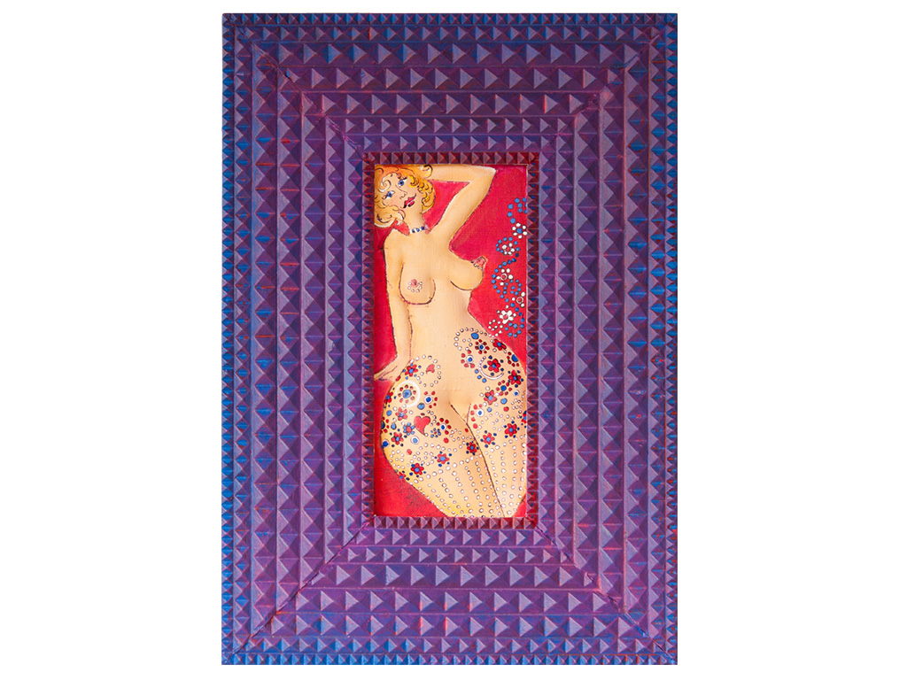 Einblicke · 2012 · Format: 30 x 40 cm · Material: Holz, Stoff, Stopfwolle, Acryl und Tusche